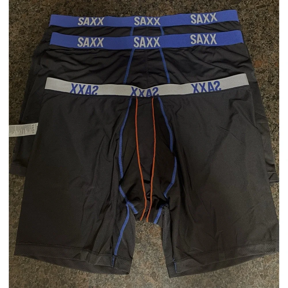 New! Saxx Men's Core Performance Mesh Blue/White Boxer Briefs Sz XXL